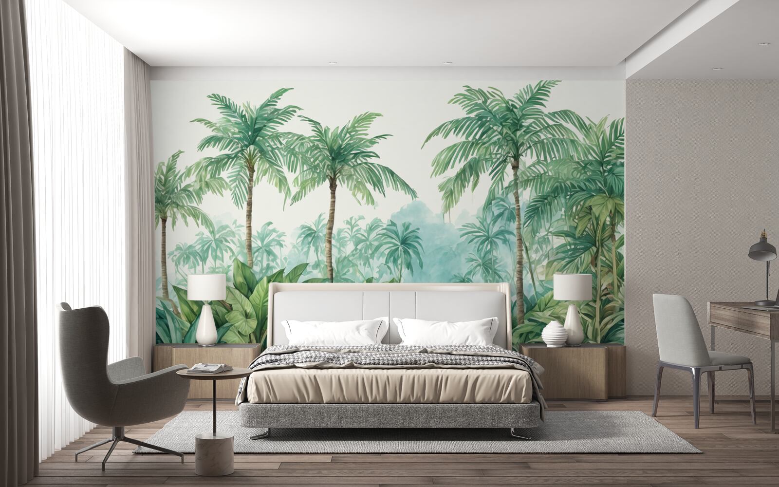 Fototapet palmieri tropicali în ploaie