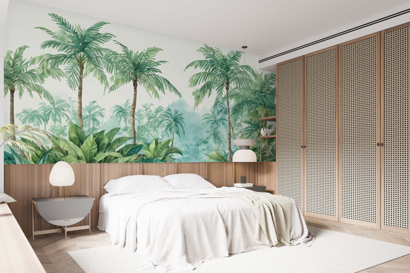 Fototapet palmieri tropicali în ploaie