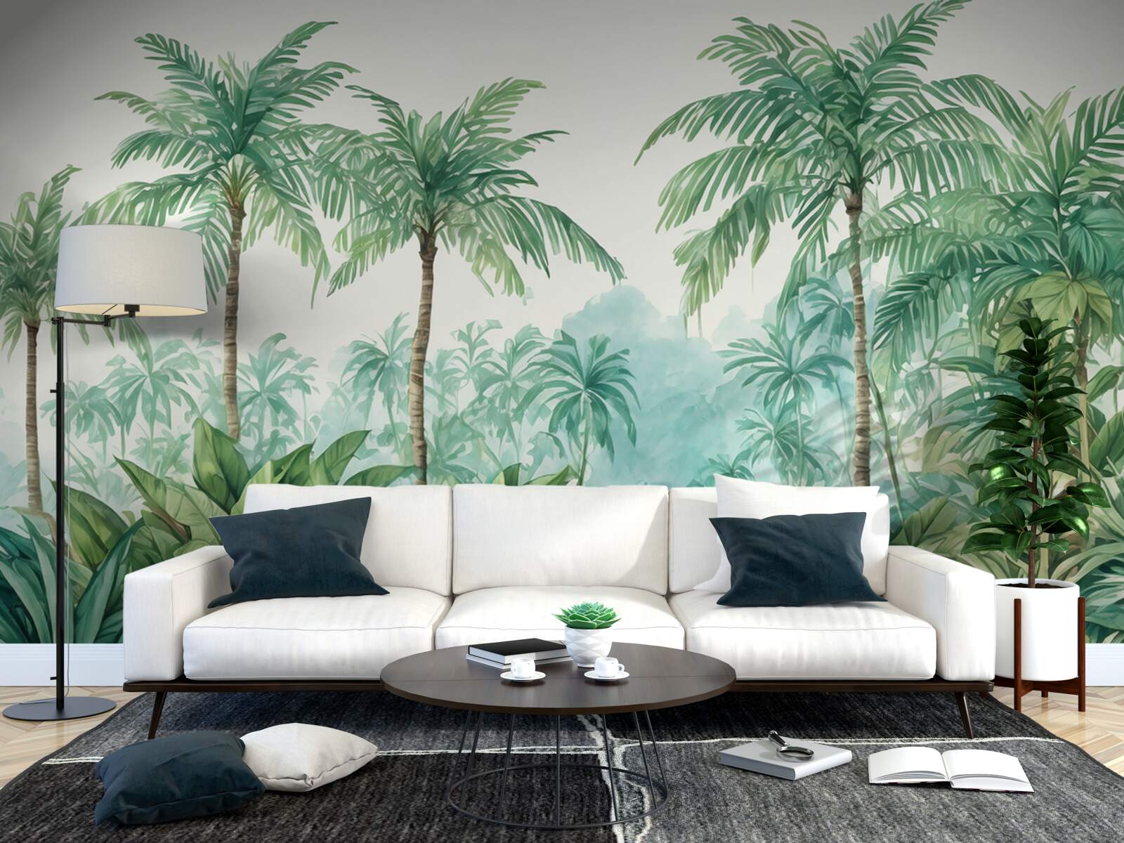 Fototapet palmieri tropicali în ploaie