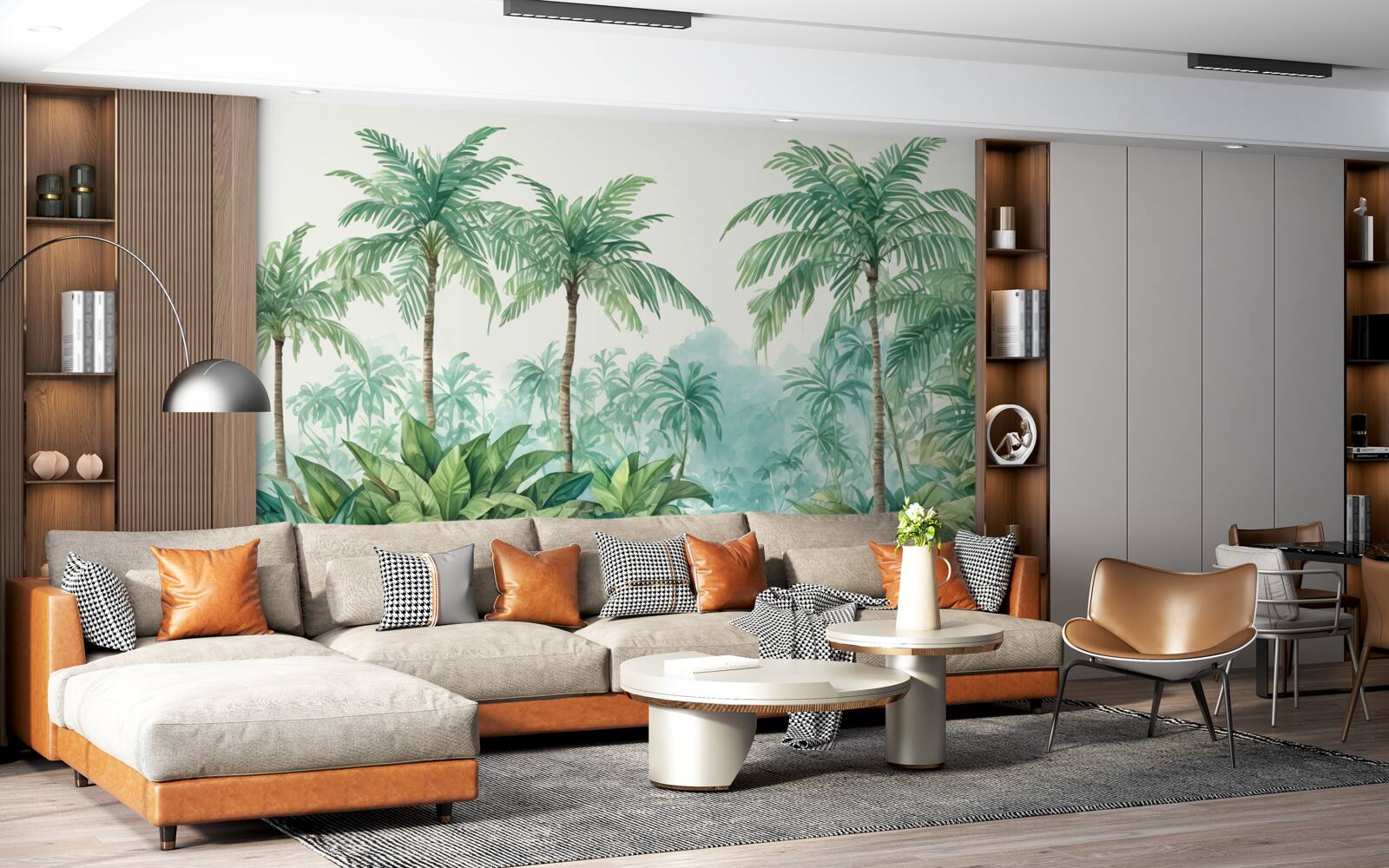 Fototapet palmieri tropicali în ploaie