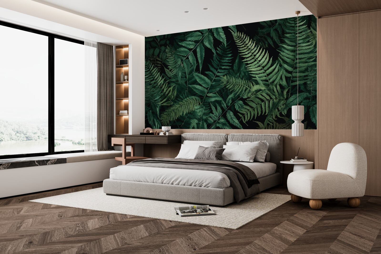 Fototapet noaptea petalele de ferigă se leagănă ușor