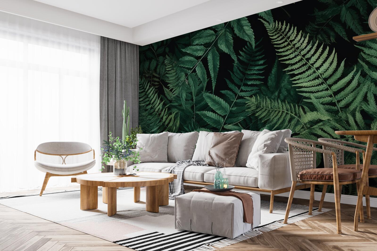 Fototapet noaptea petalele de ferigă se leagănă ușor