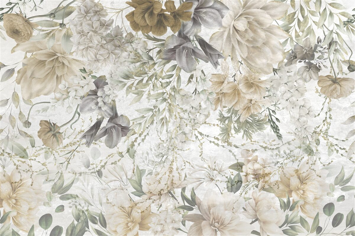 Fototapet un concept realizat din frunze și flori de toamnă