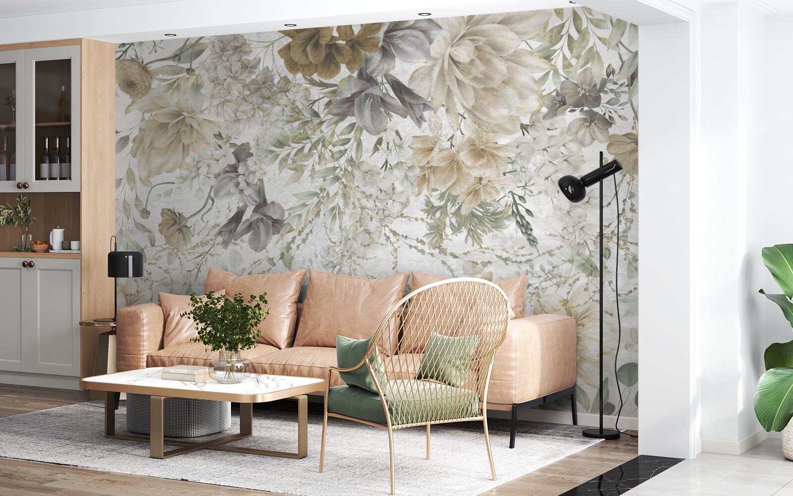 Fototapet un concept realizat din frunze și flori de toamnă