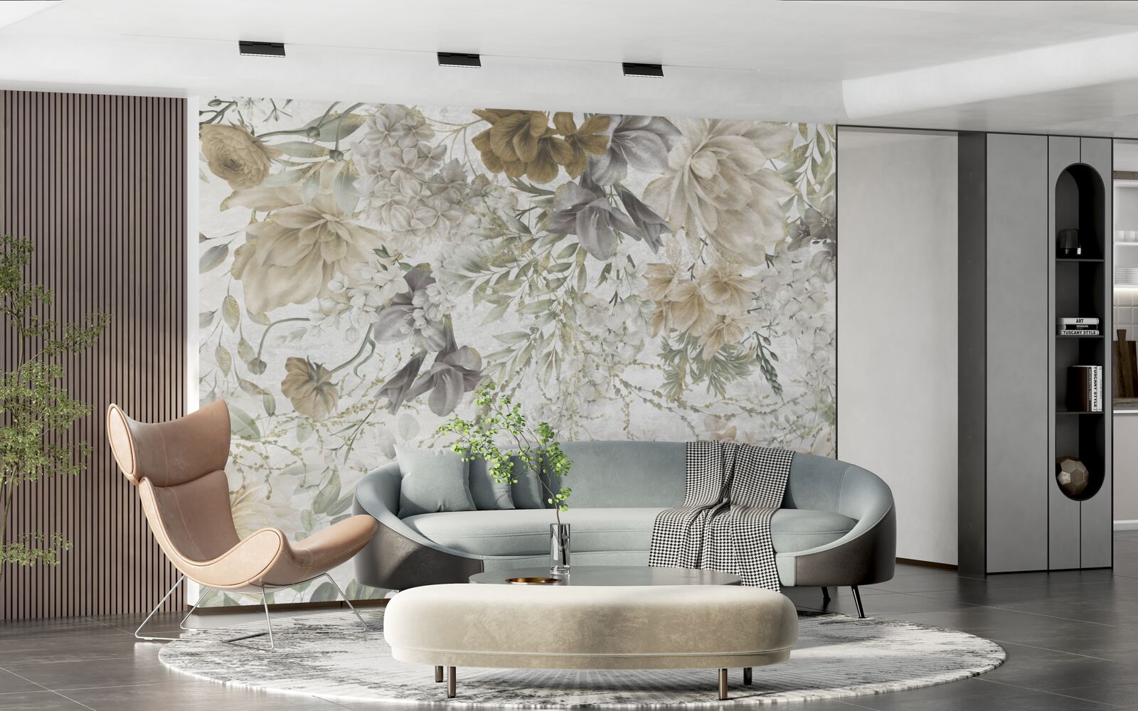 Fototapet un concept realizat din frunze și flori de toamnă