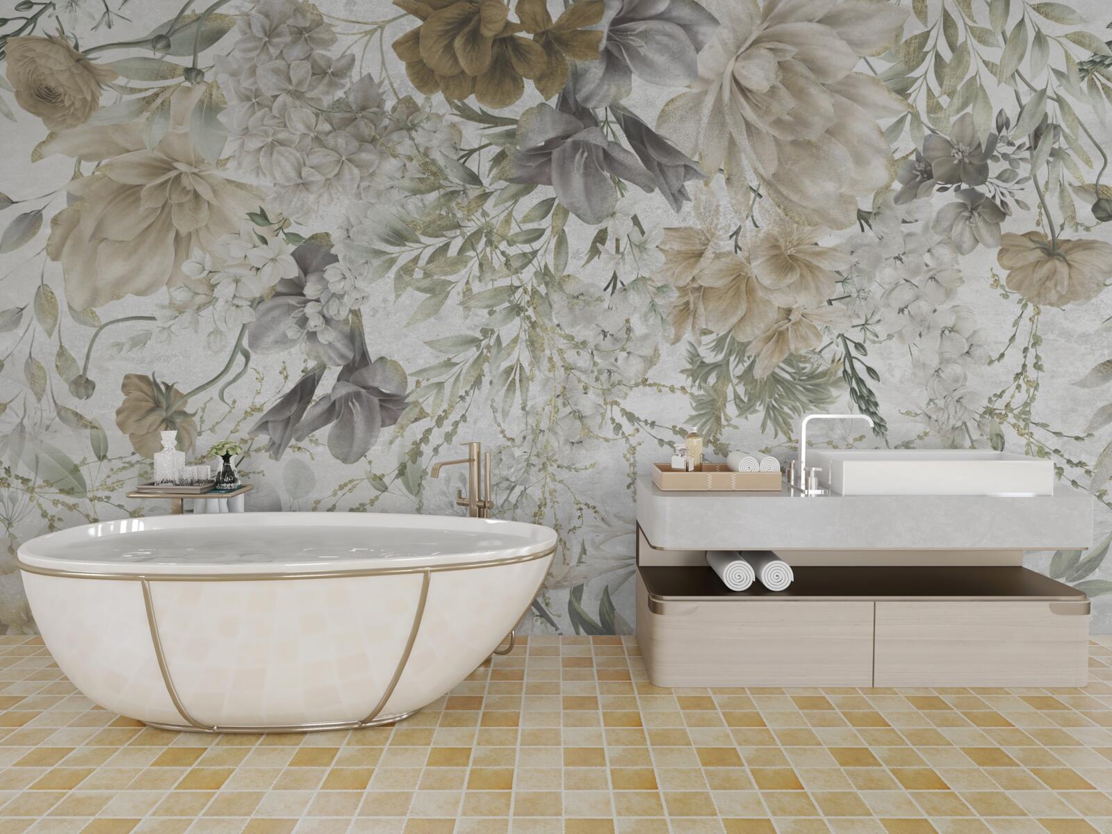 Fototapet un concept realizat din frunze și flori de toamnă