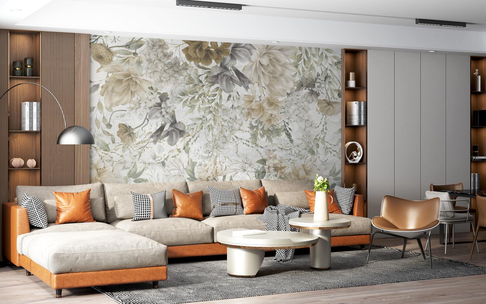 Fototapet un concept realizat din frunze și flori de toamnă