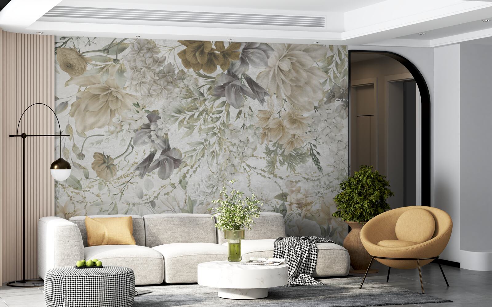 Fototapet un concept realizat din frunze și flori de toamnă