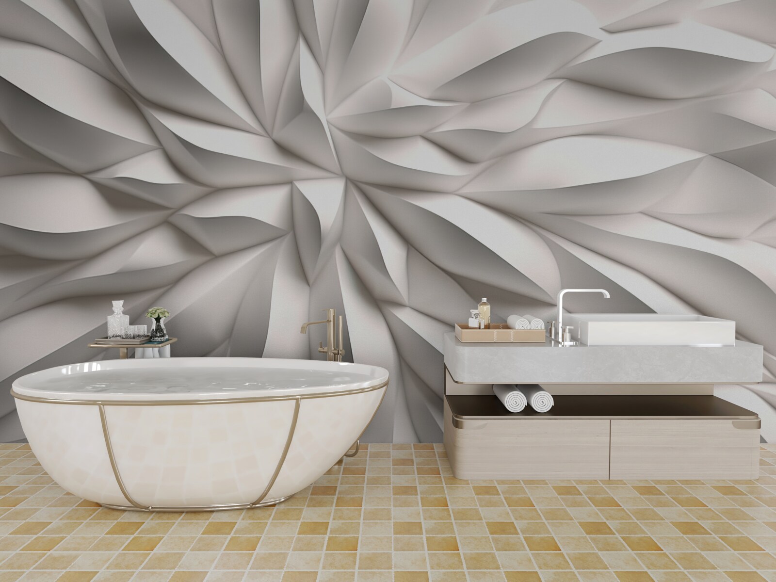 Fototapet centru de flori în abstracție