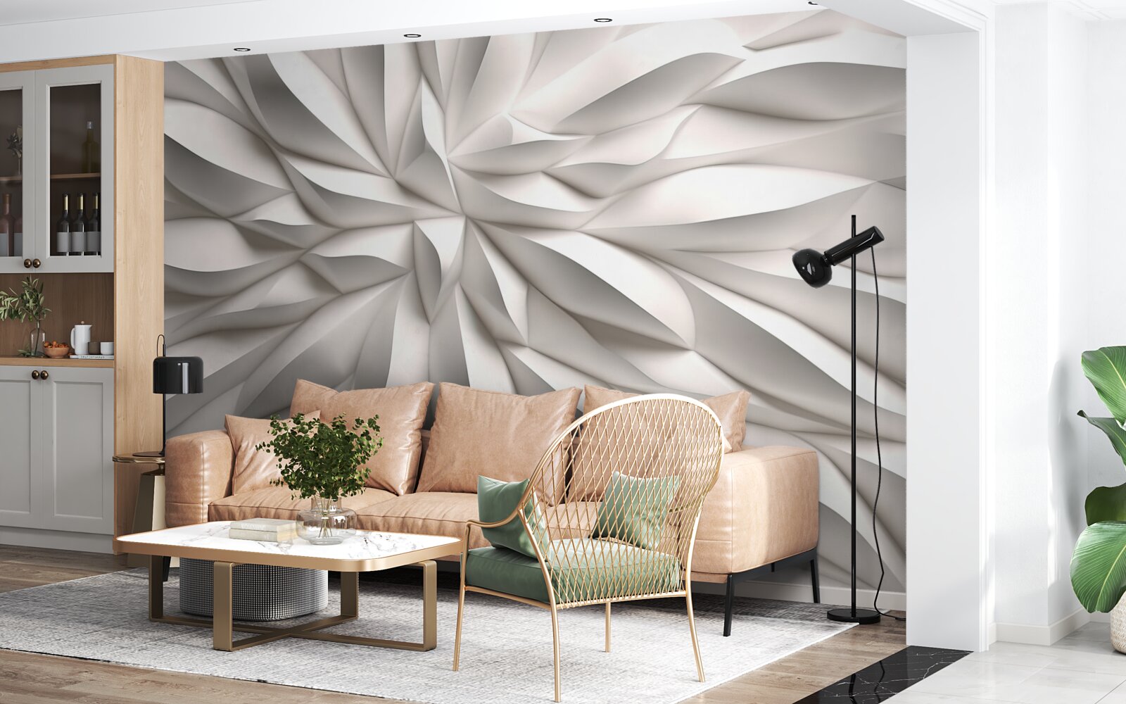 Fototapet centru de flori în abstracție