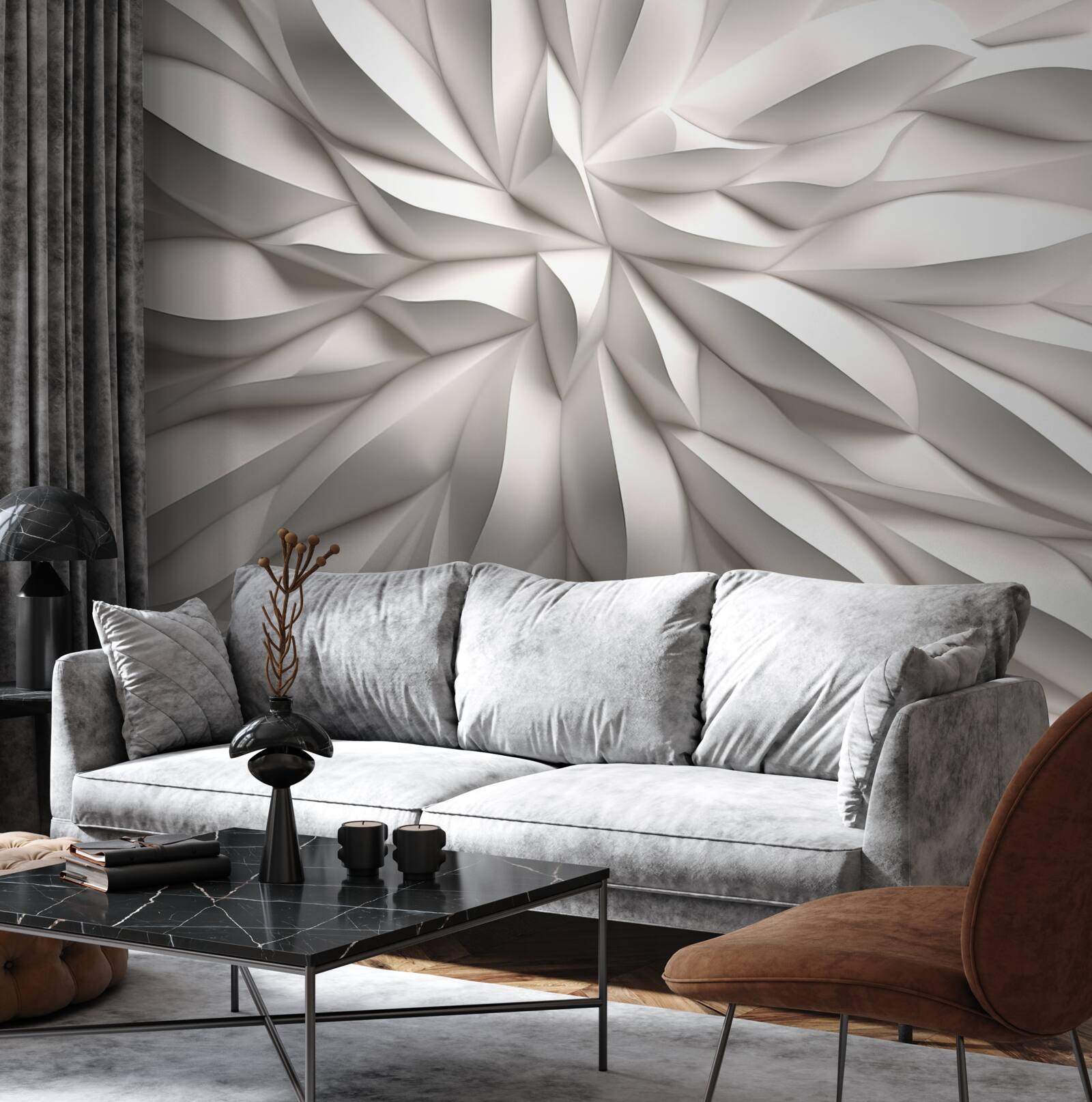 Fototapet centru de flori în abstracție