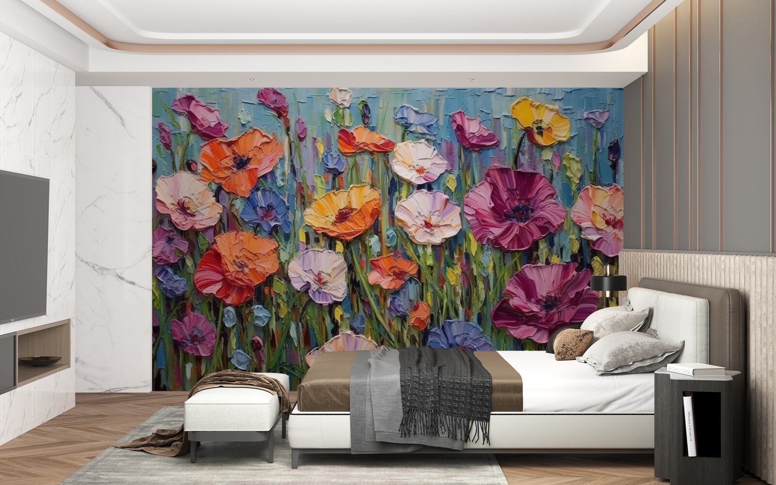 Fototapet flori de vară în câmp sub cer