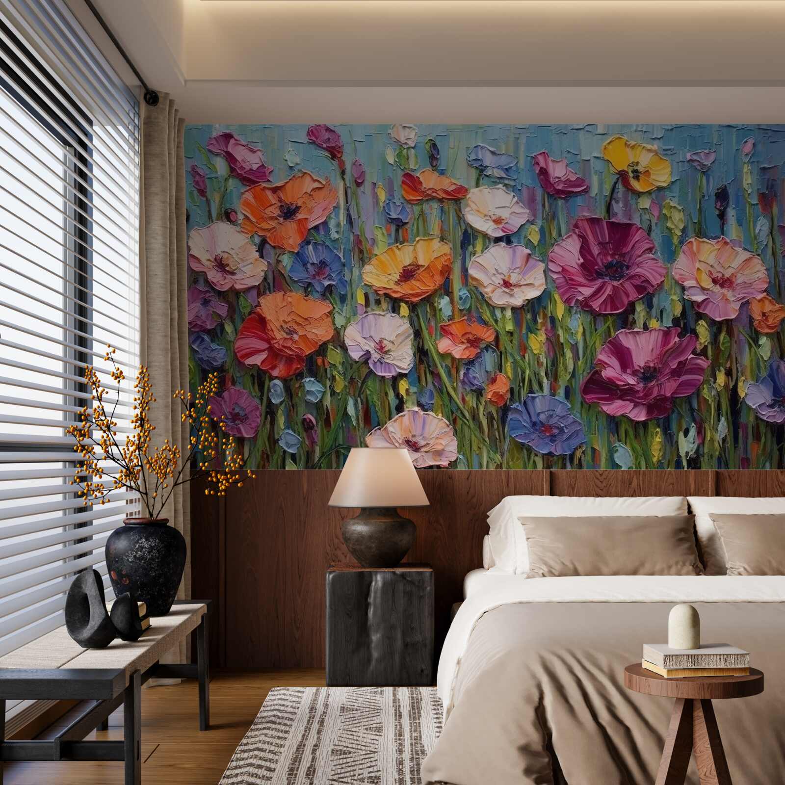 Fototapet flori de vară în câmp sub cer