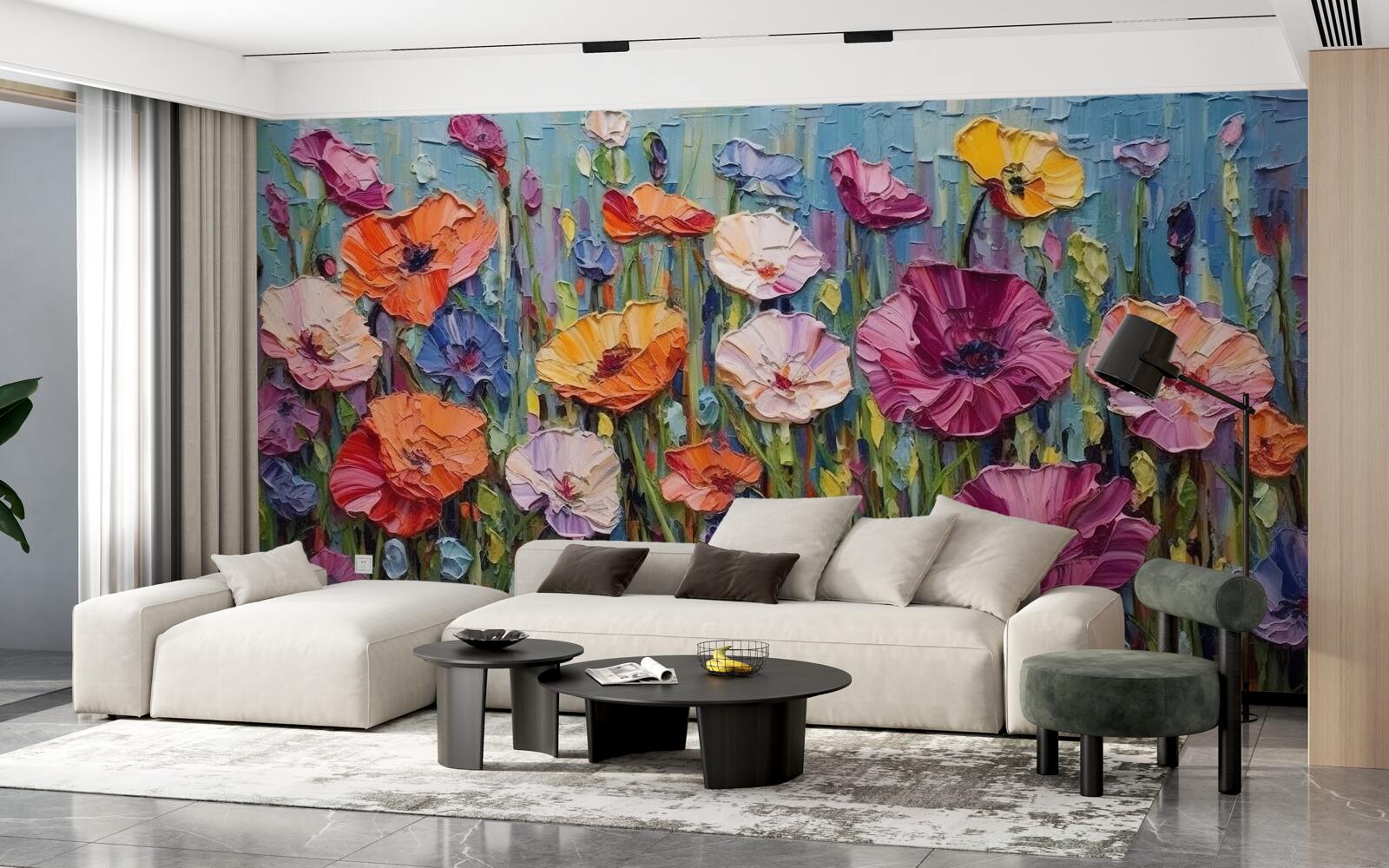 Fototapet flori de vară în câmp sub cer