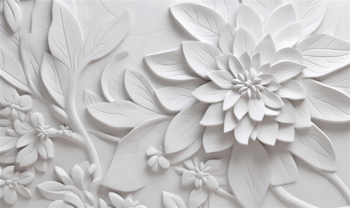 Fototapet flori albe texturate