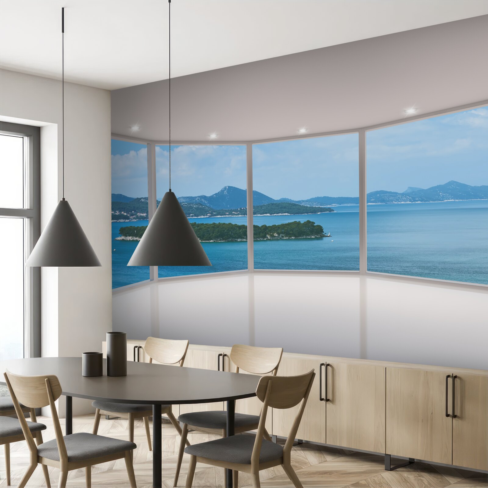 Fototapet vederi panoramice uimitoare ale oceanului direct de la ferestre