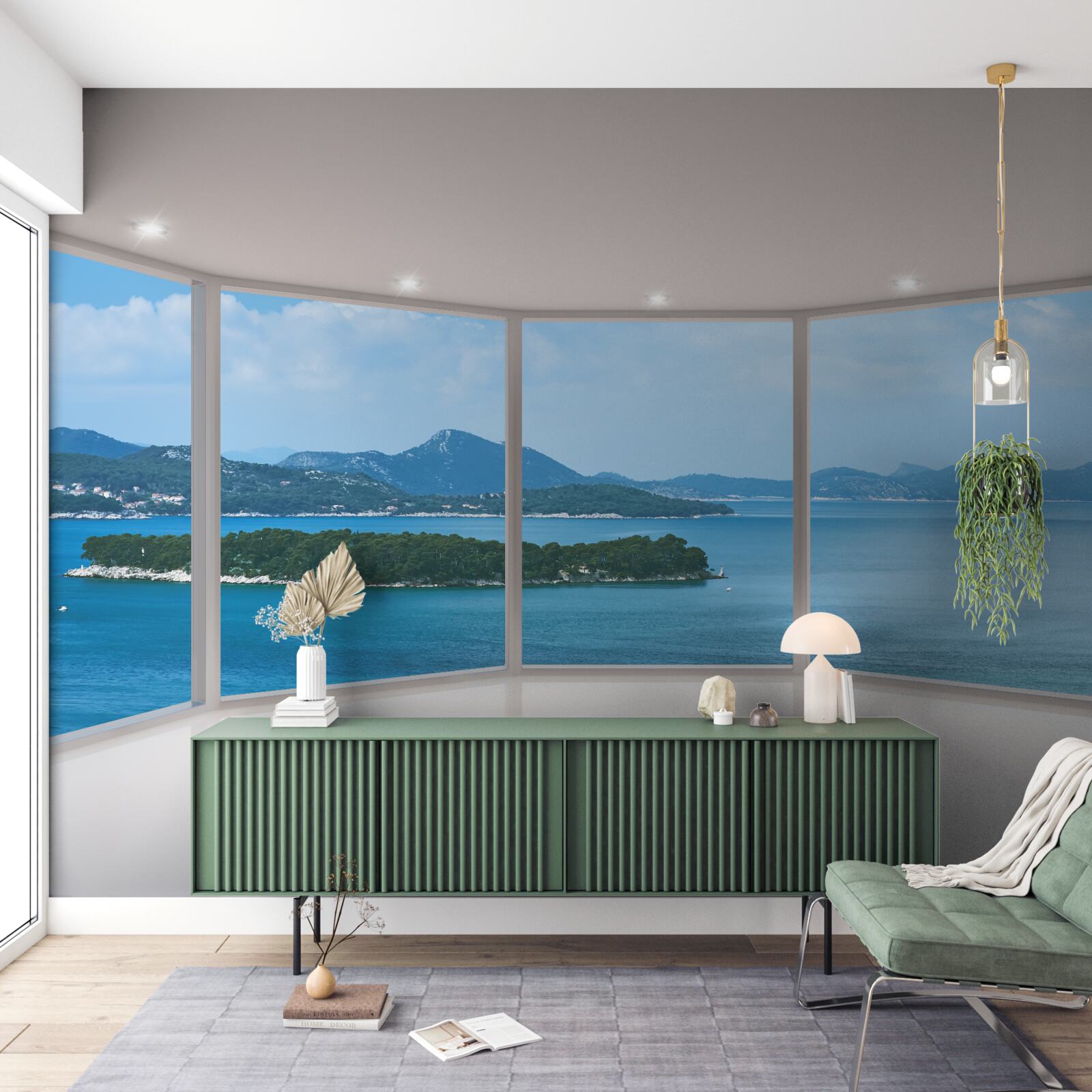 Fototapet vederi panoramice uimitoare ale oceanului direct de la ferestre