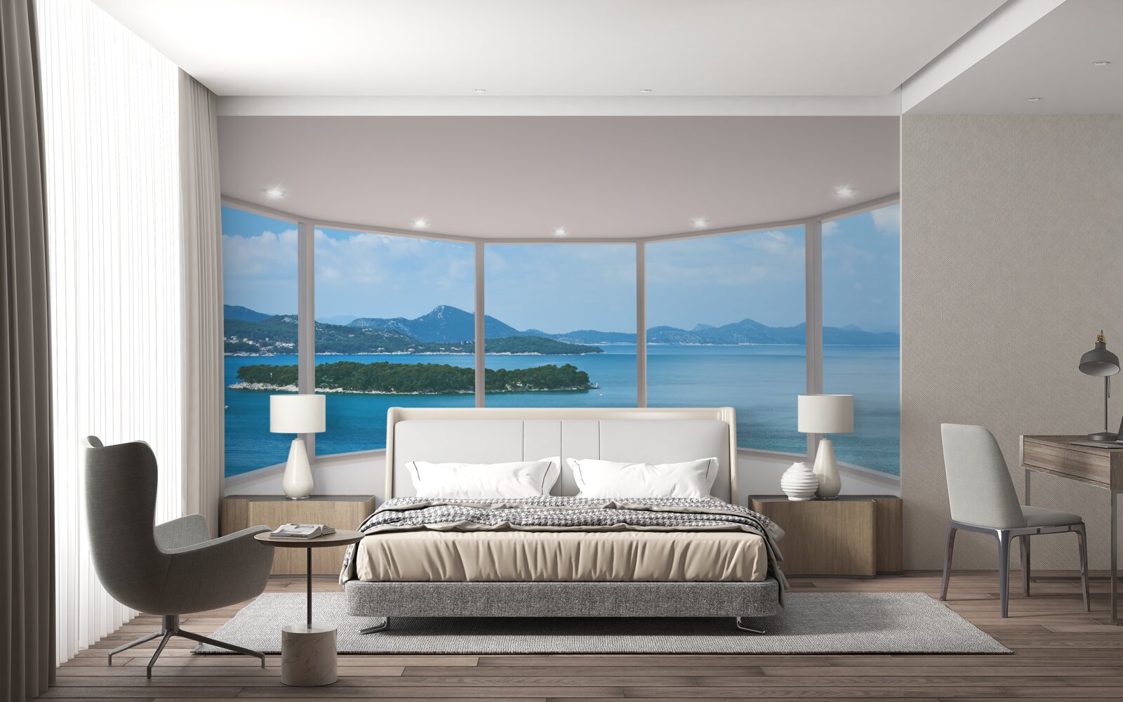 Fototapet vederi panoramice uimitoare ale oceanului direct de la ferestre