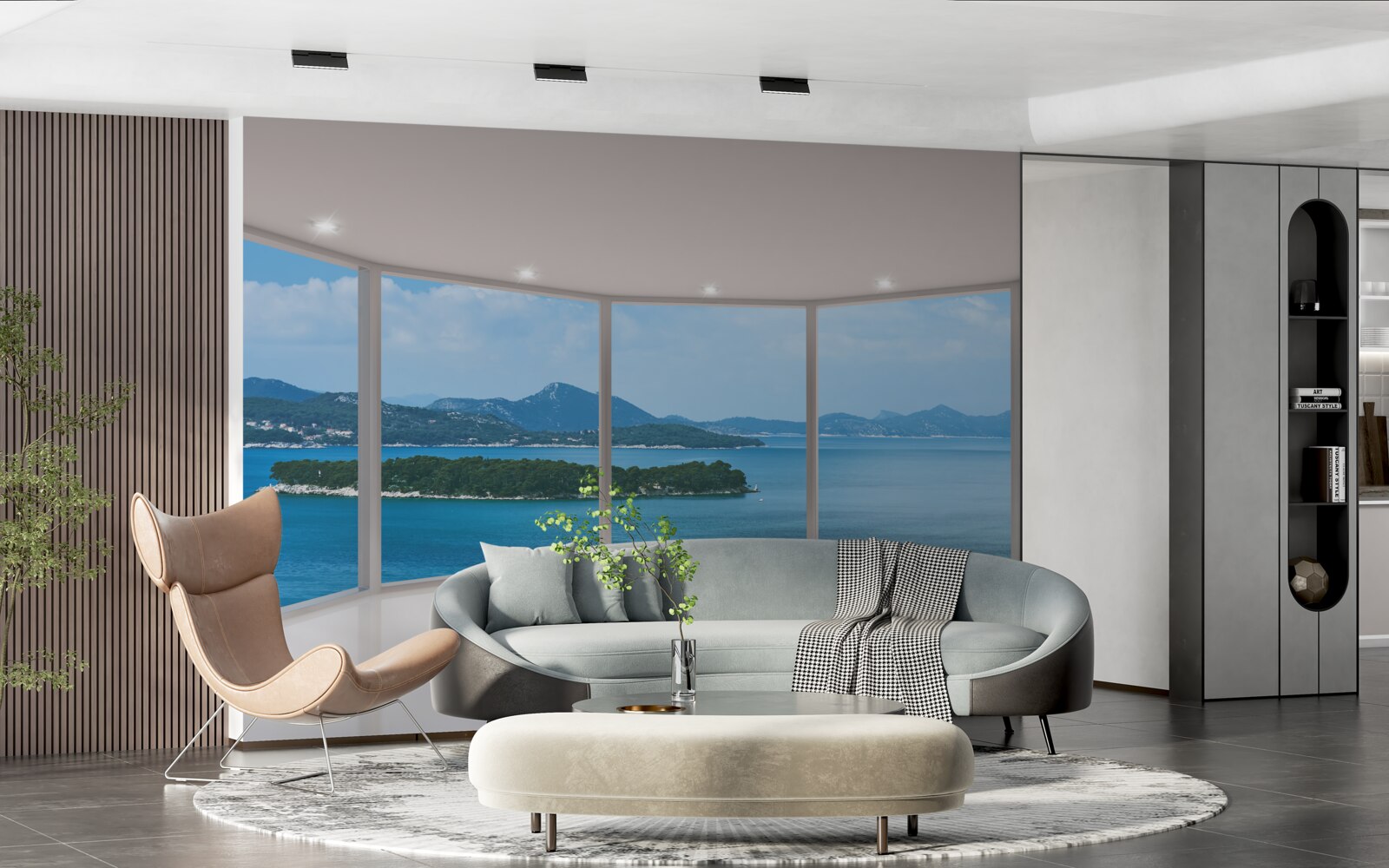 Fototapet vederi panoramice uimitoare ale oceanului direct de la ferestre