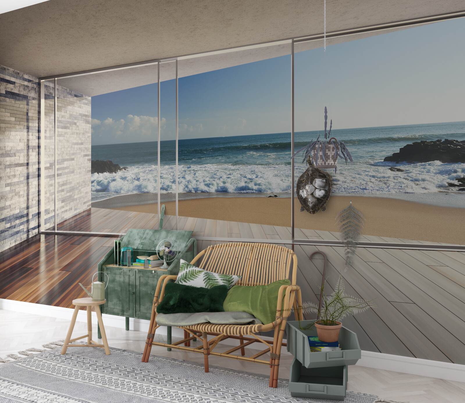 Fototapet ferestrele panoramice oferă vederi superbe la mare