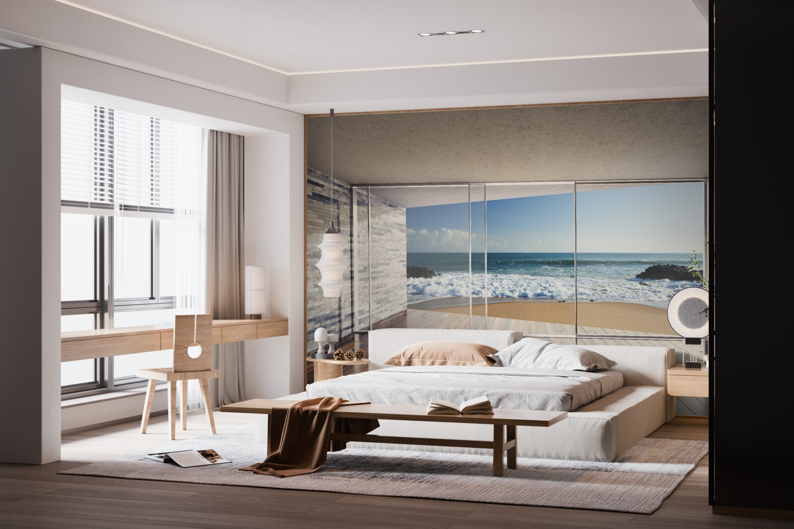 Fototapet ferestrele panoramice oferă vederi superbe la mare