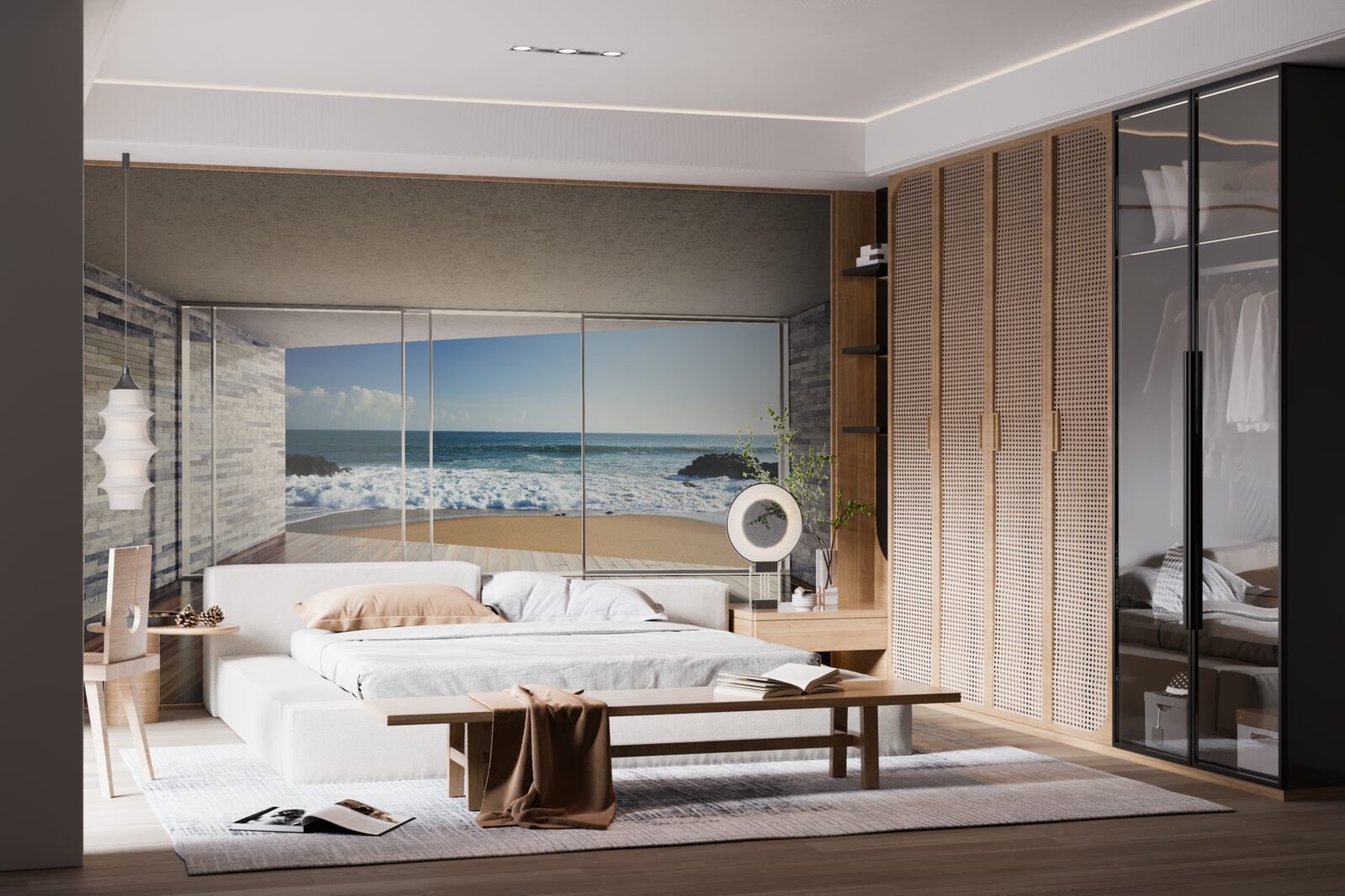 Fototapet ferestrele panoramice oferă vederi superbe la mare