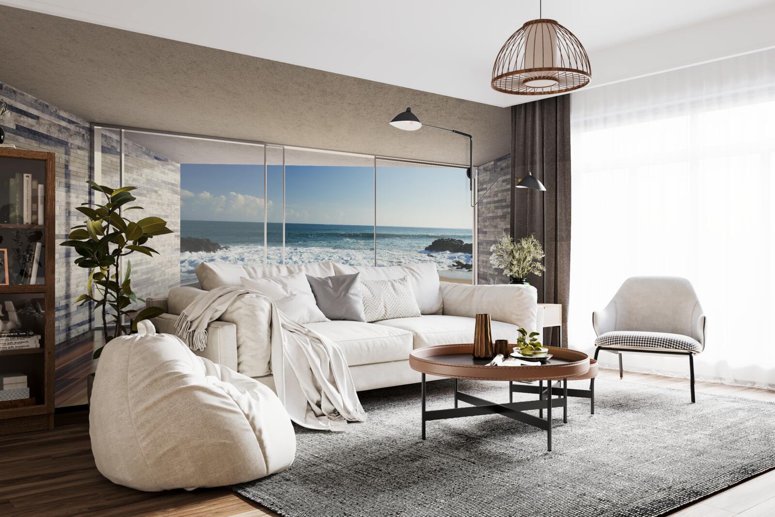 Fototapet ferestrele panoramice oferă vederi superbe la mare