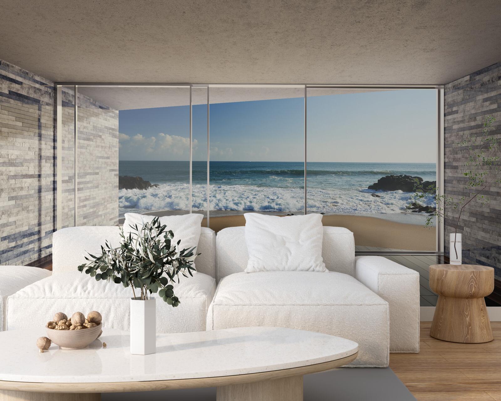 Fototapet ferestrele panoramice oferă vederi superbe la mare