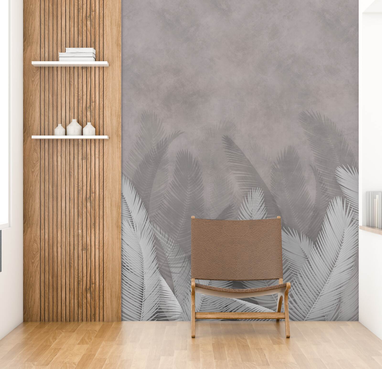 Fototapet pădurea cețoasă este luminată de frunzele strălucitoare ale ferigilor