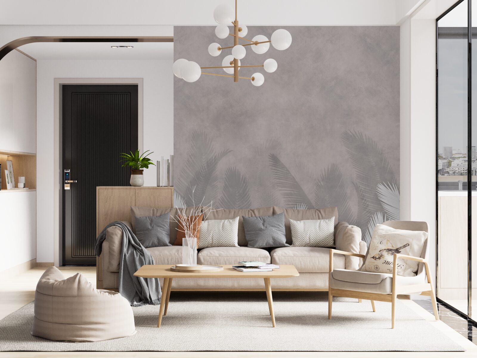 Fototapet pădurea cețoasă este luminată de frunzele strălucitoare ale ferigilor