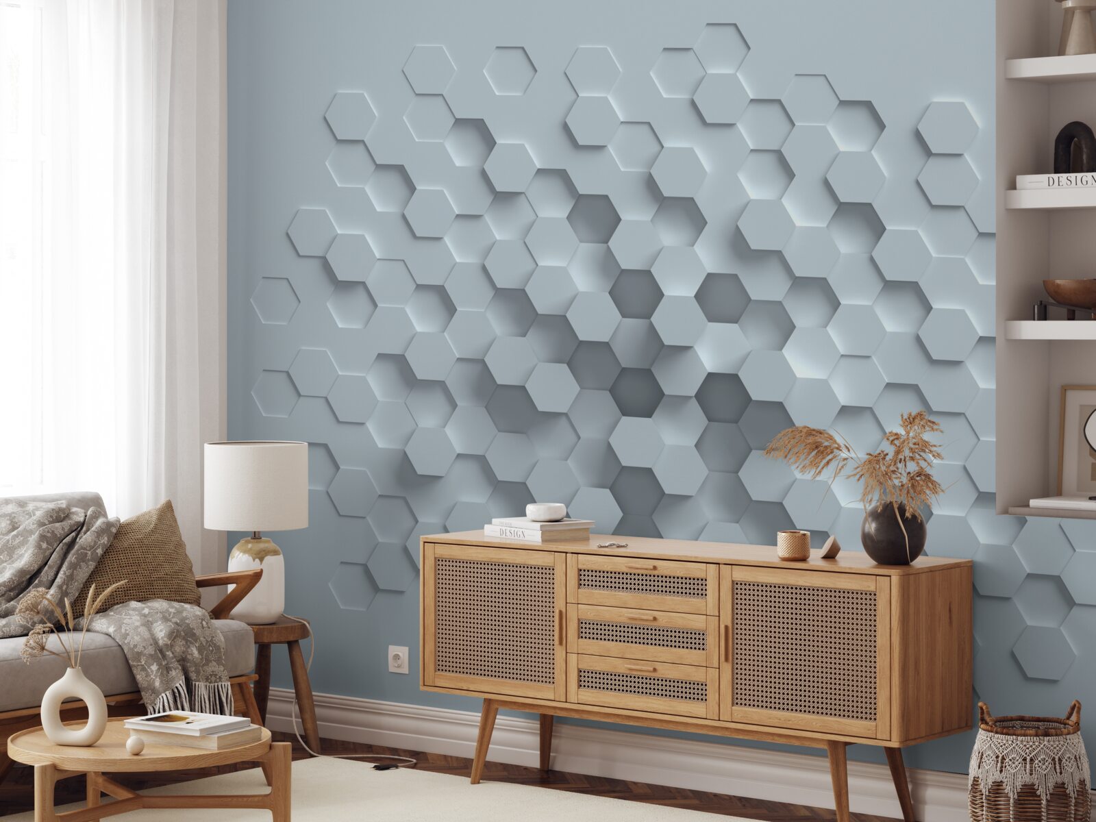 Fototapet formațiuni în formă de fagure de miere formate din mai multe hexagoane