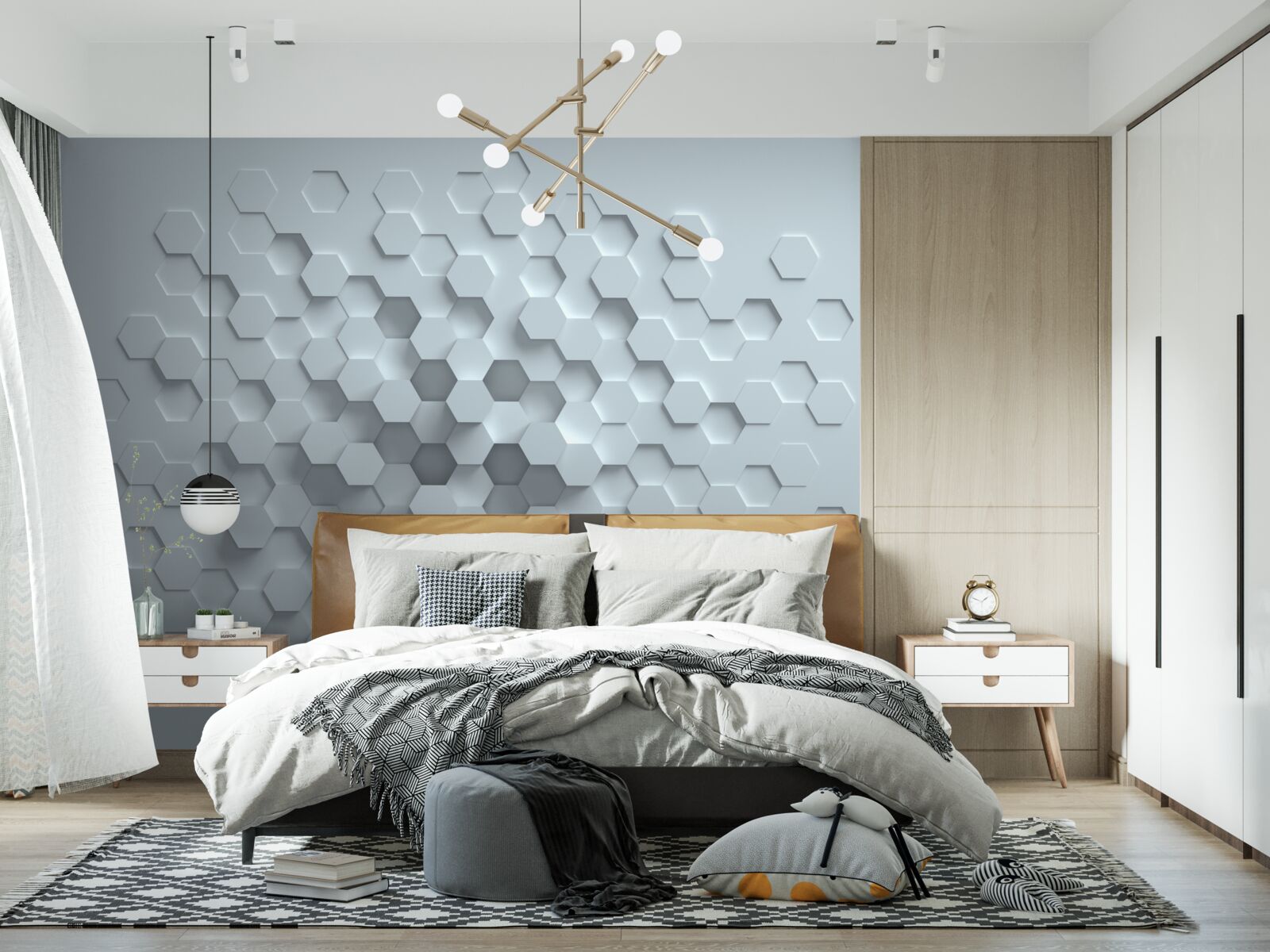 Fototapet formațiuni în formă de fagure de miere formate din mai multe hexagoane