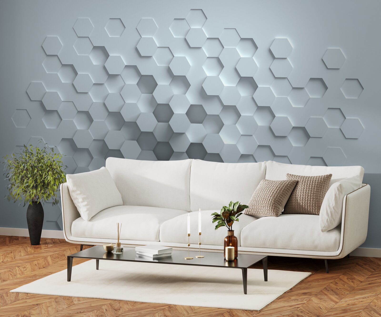 Fototapet formațiuni în formă de fagure de miere formate din mai multe hexagoane