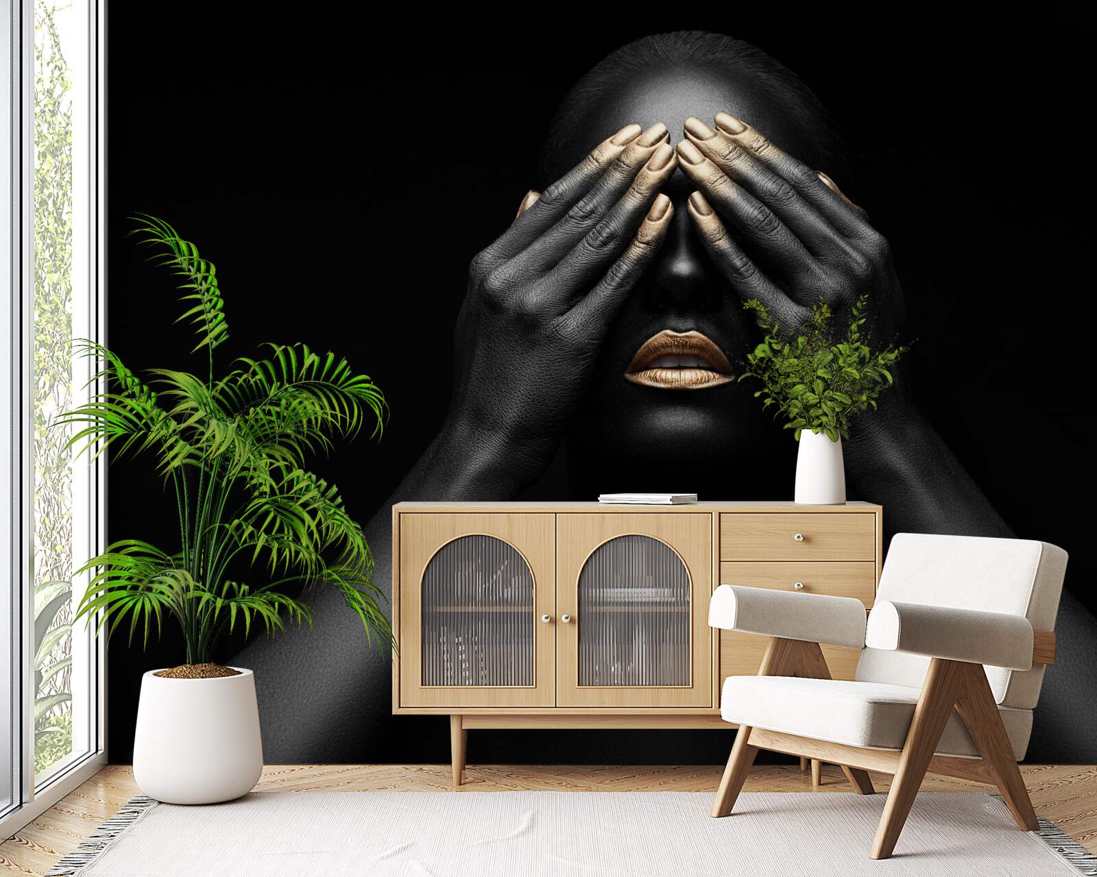 Fototapet fata și-a acoperit ochii cu mâinile