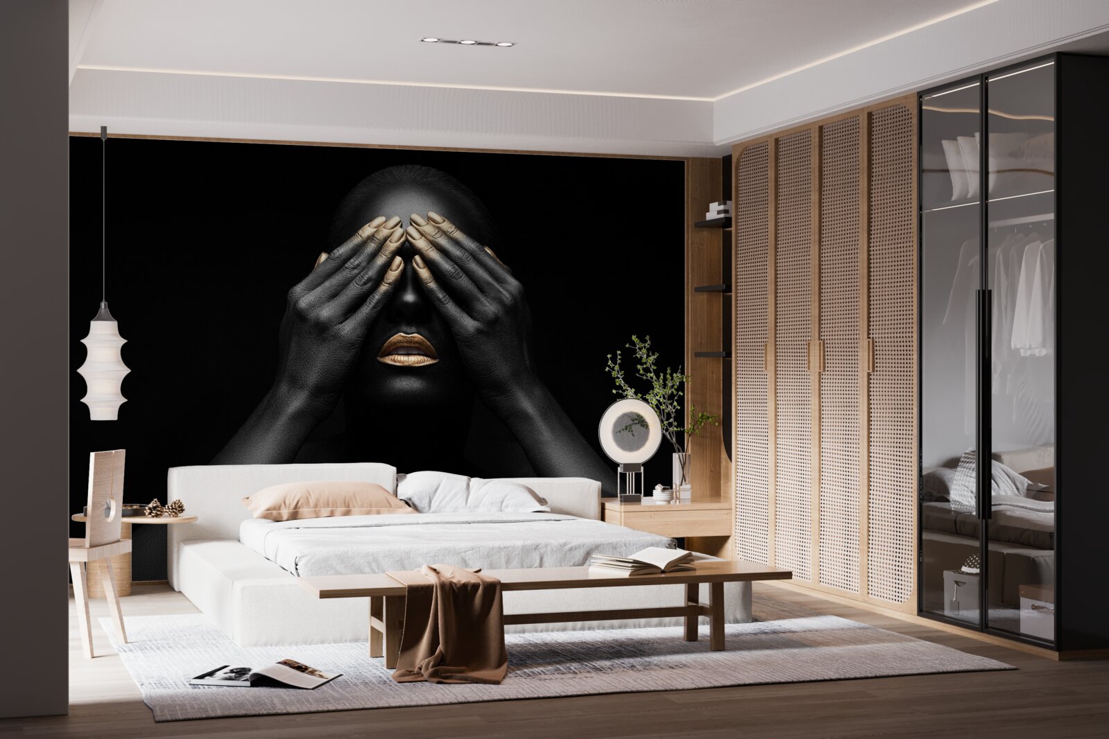 Fototapet fata și-a acoperit ochii cu mâinile