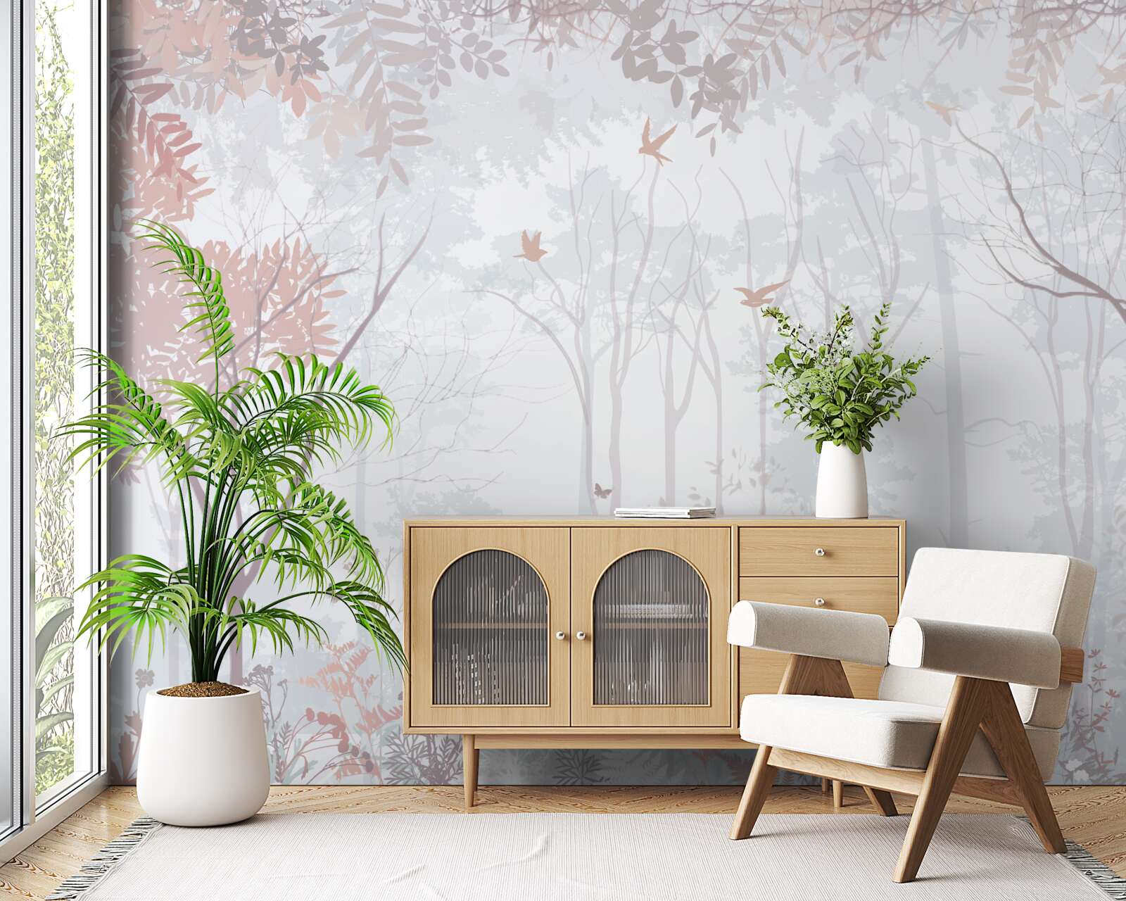 Fototapet pădure cețoasă într-o dimineață de toamnă