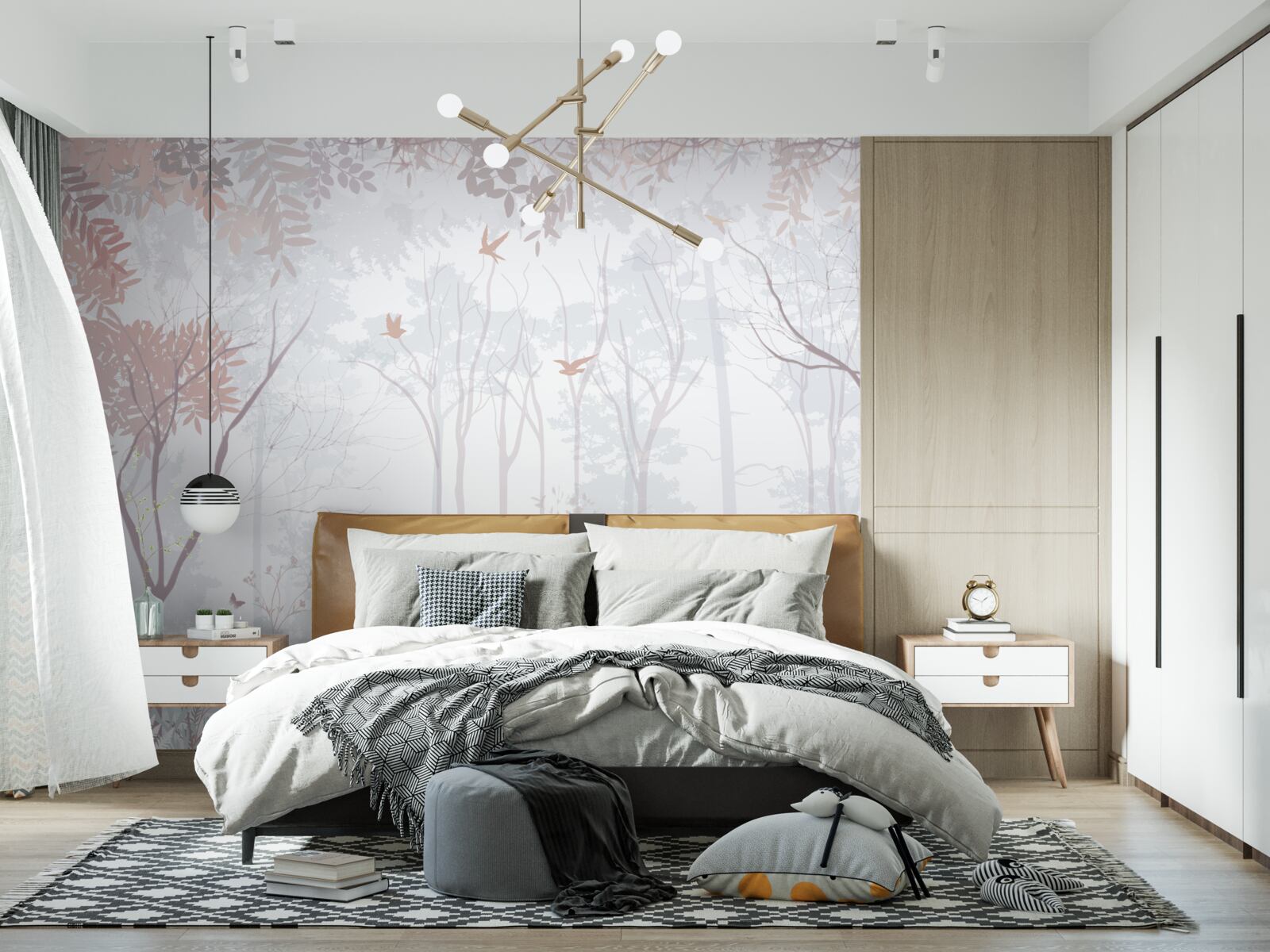 Fototapet pădure cețoasă într-o dimineață de toamnă