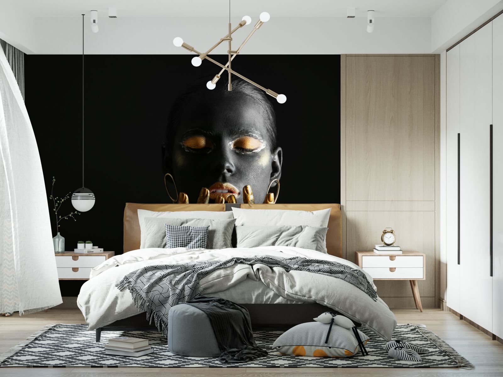 Fototapet femeie cu buzele încleștate