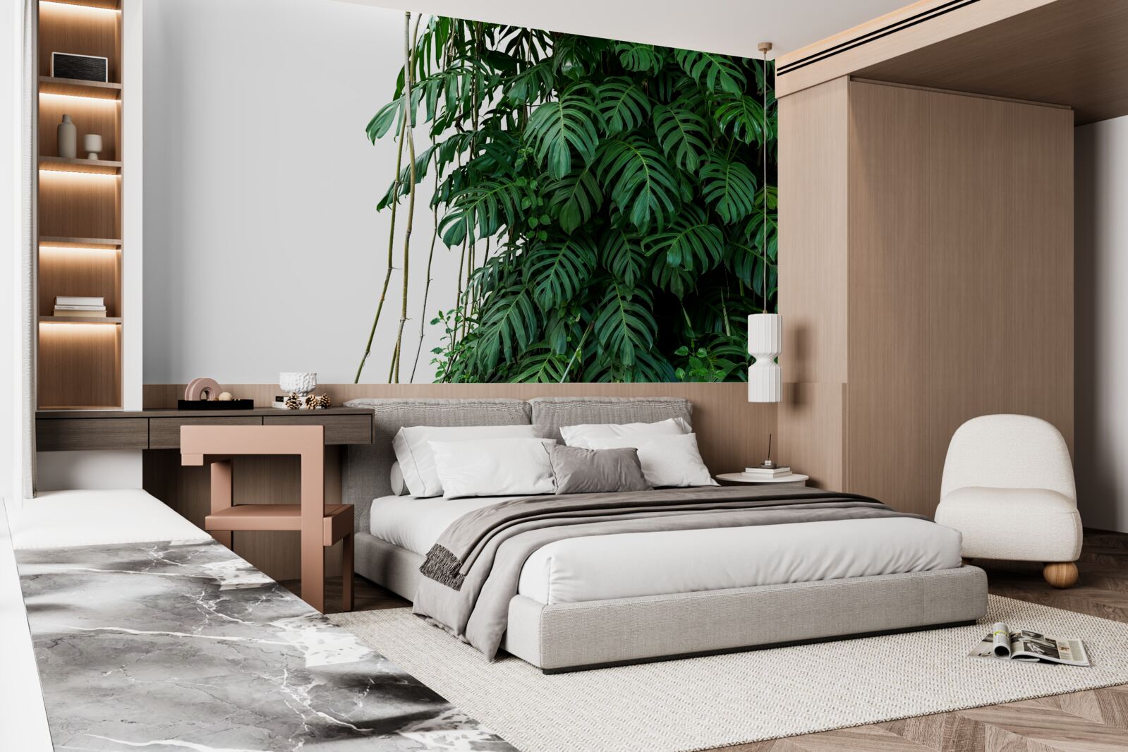 Fototapet frunze dense de monstera în nuanțe de verde