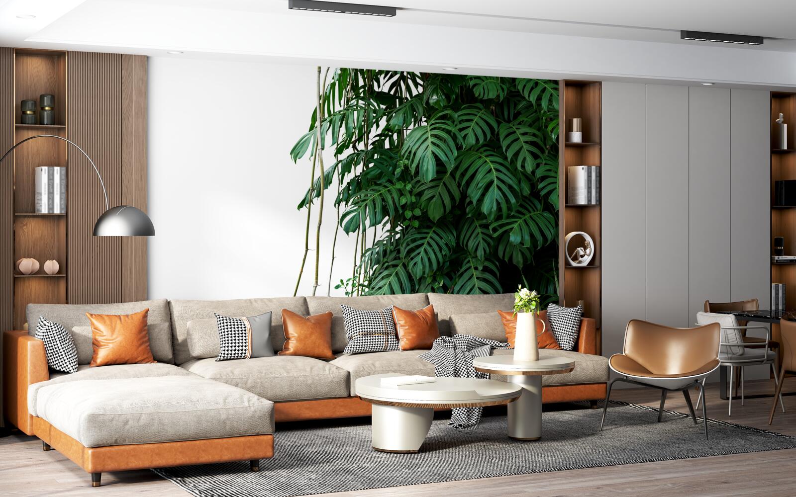 Fototapet frunze dense de monstera în nuanțe de verde