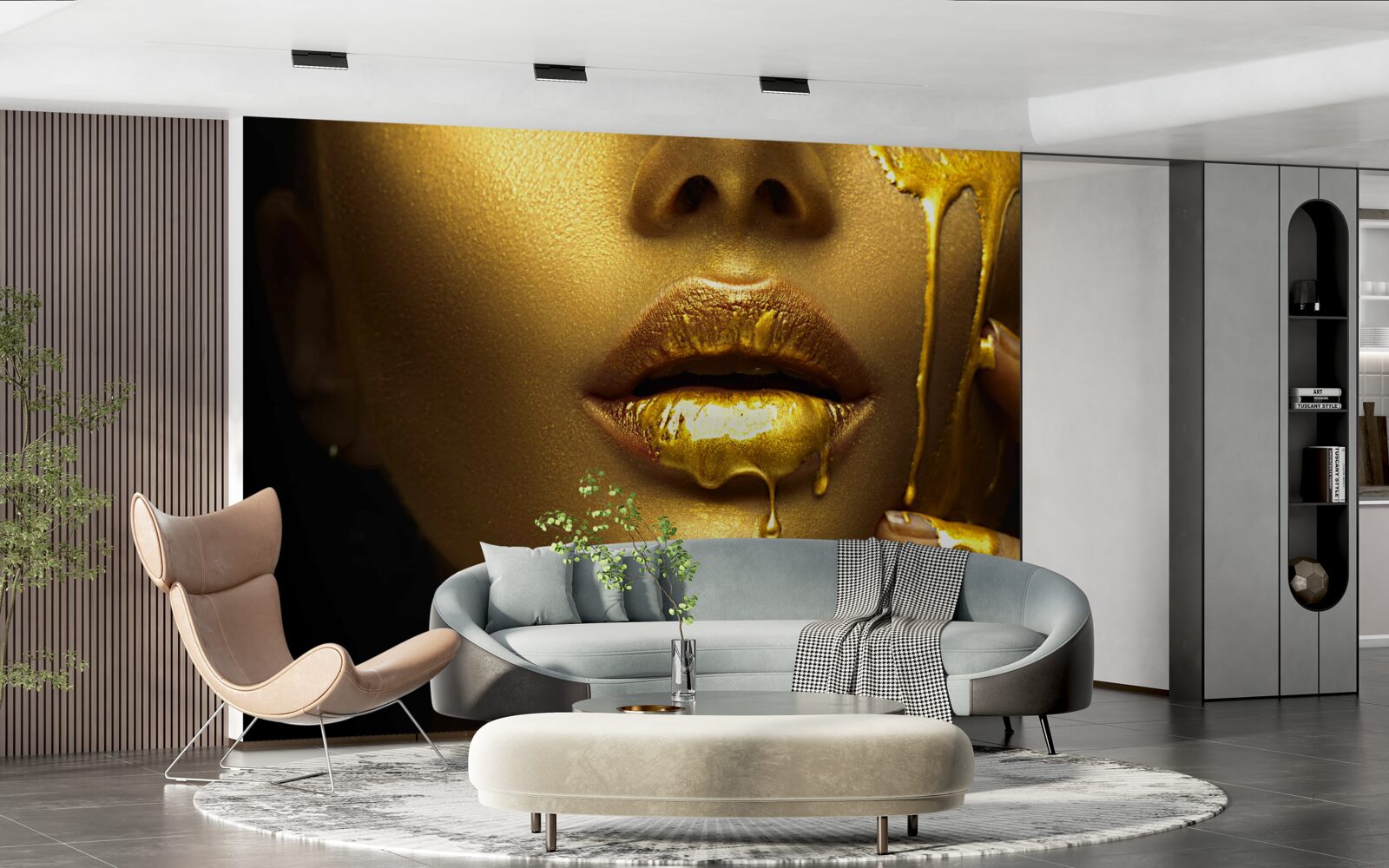 Fototapet femeie acoperită cu pigment auriu