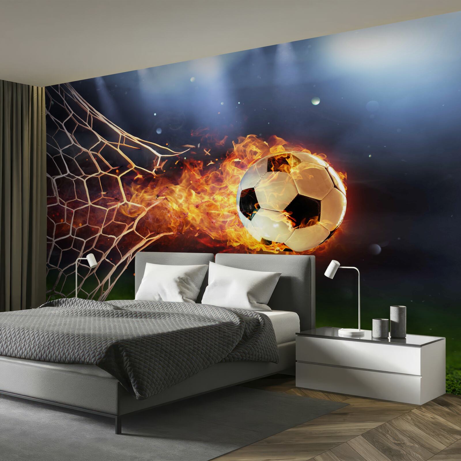 Fototapet mingea în flăcări explodează în plasa porții