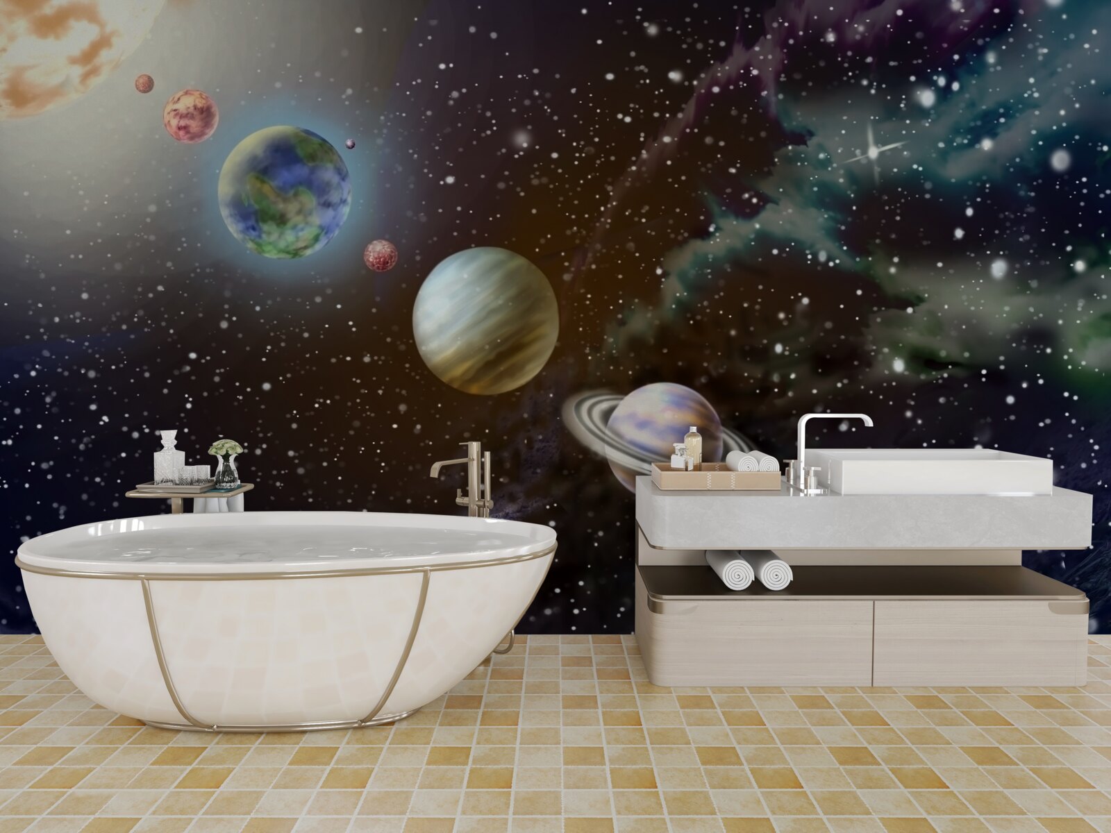 Fototapet planetele din spațiu sunt aliniate