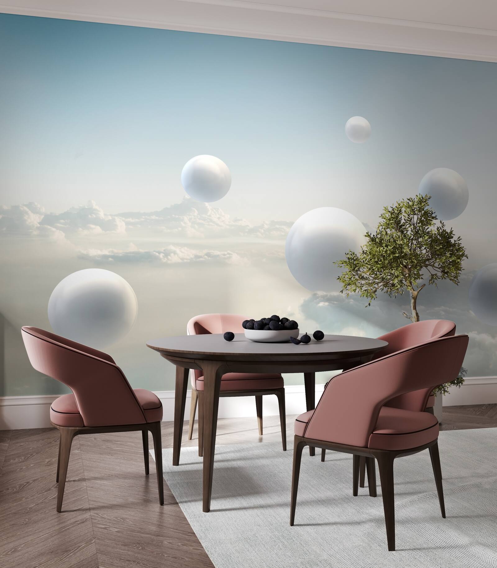 Fototapet bile albe care plutesc pe cer