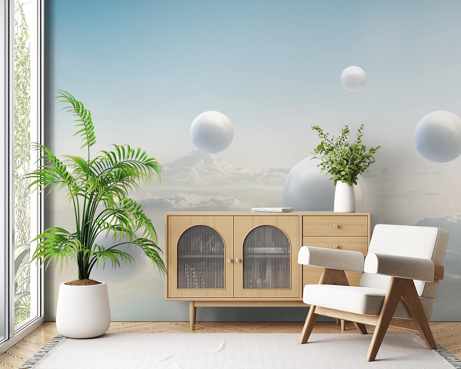 Fototapet bile albe care plutesc pe cer