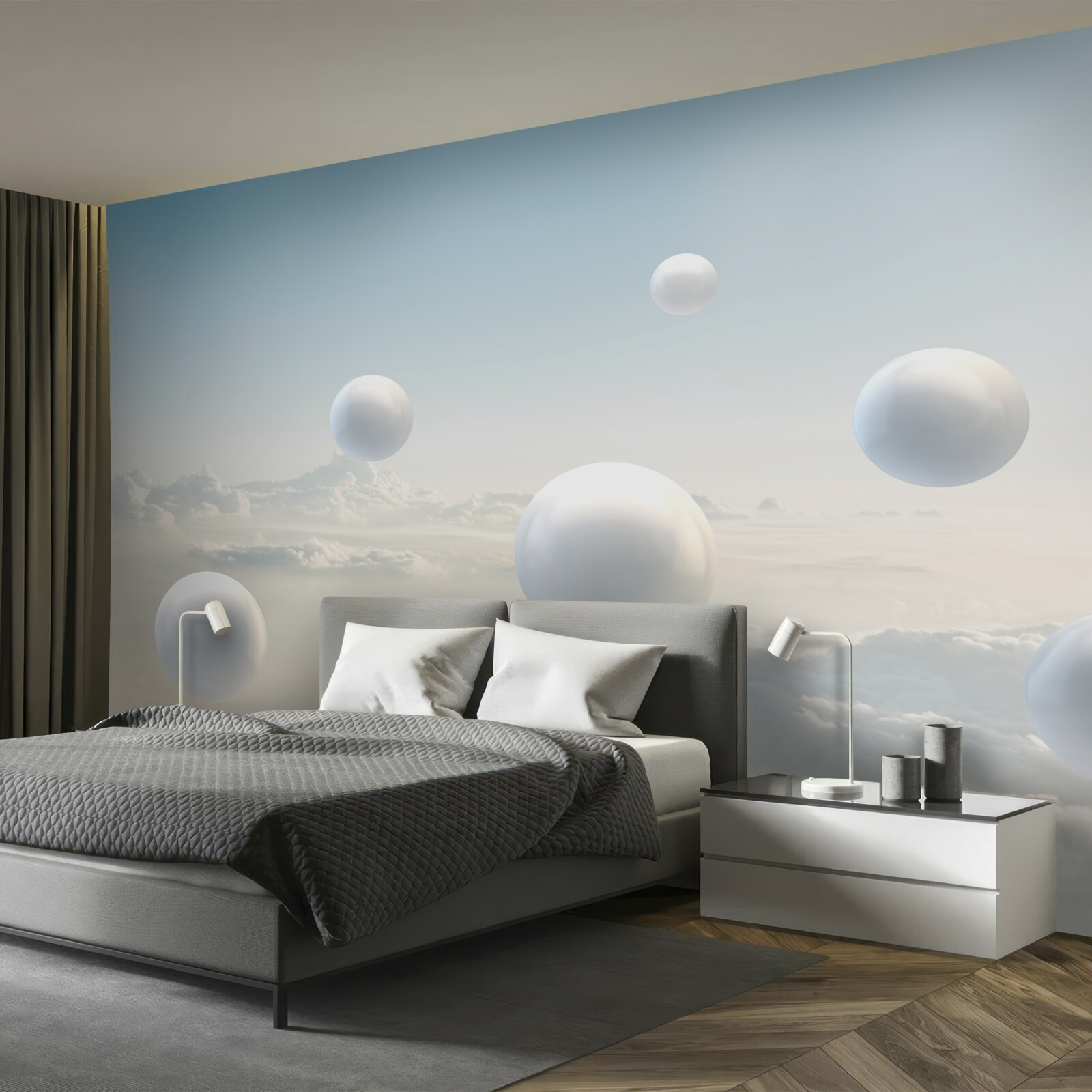 Fototapet bile albe care plutesc pe cer