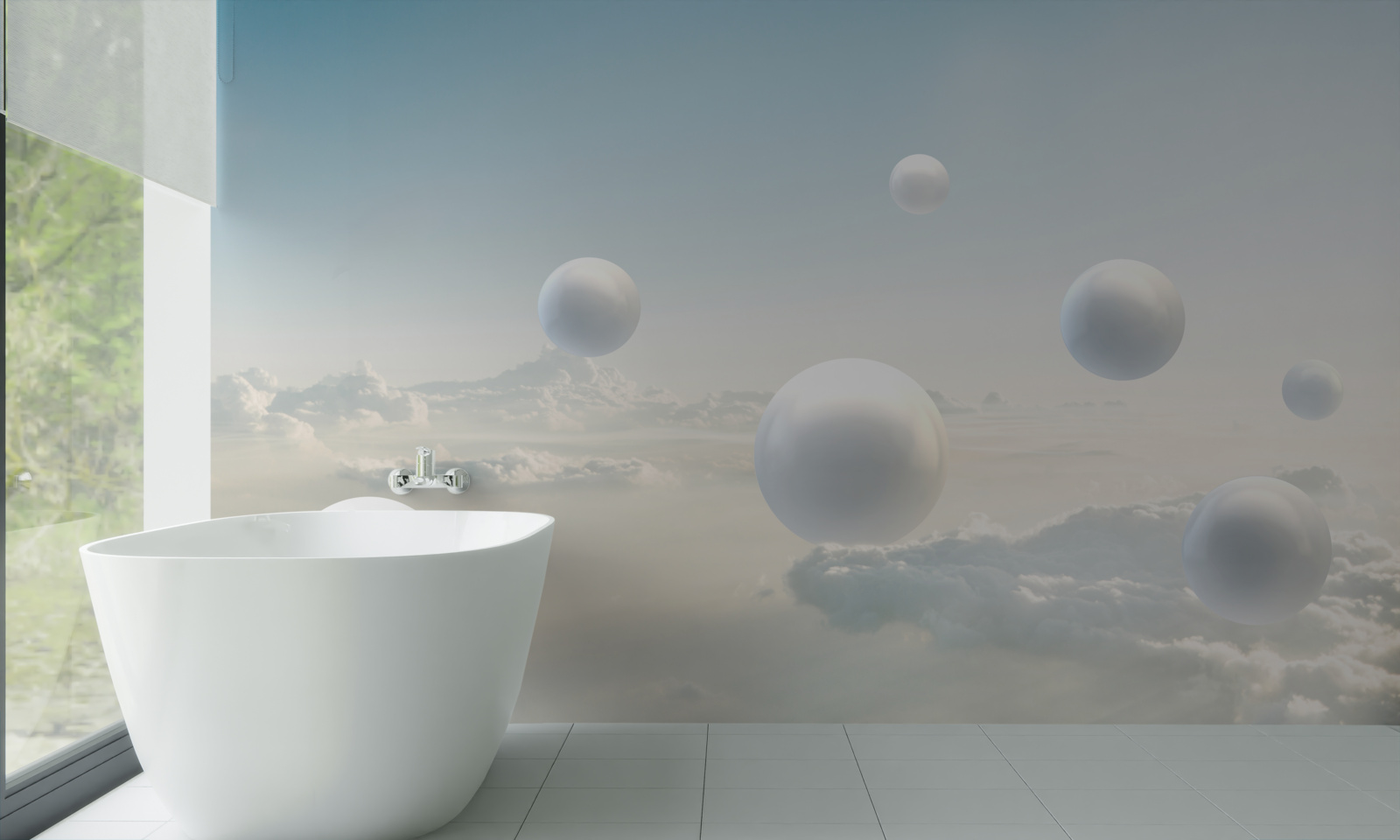 Fototapet bile albe care plutesc pe cer