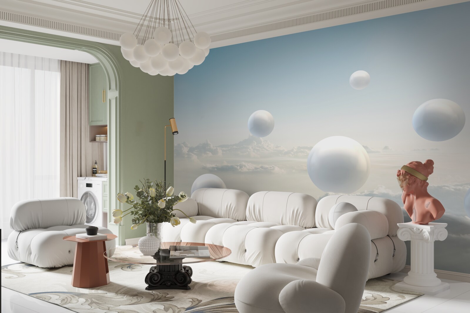 Fototapet bile albe care plutesc pe cer