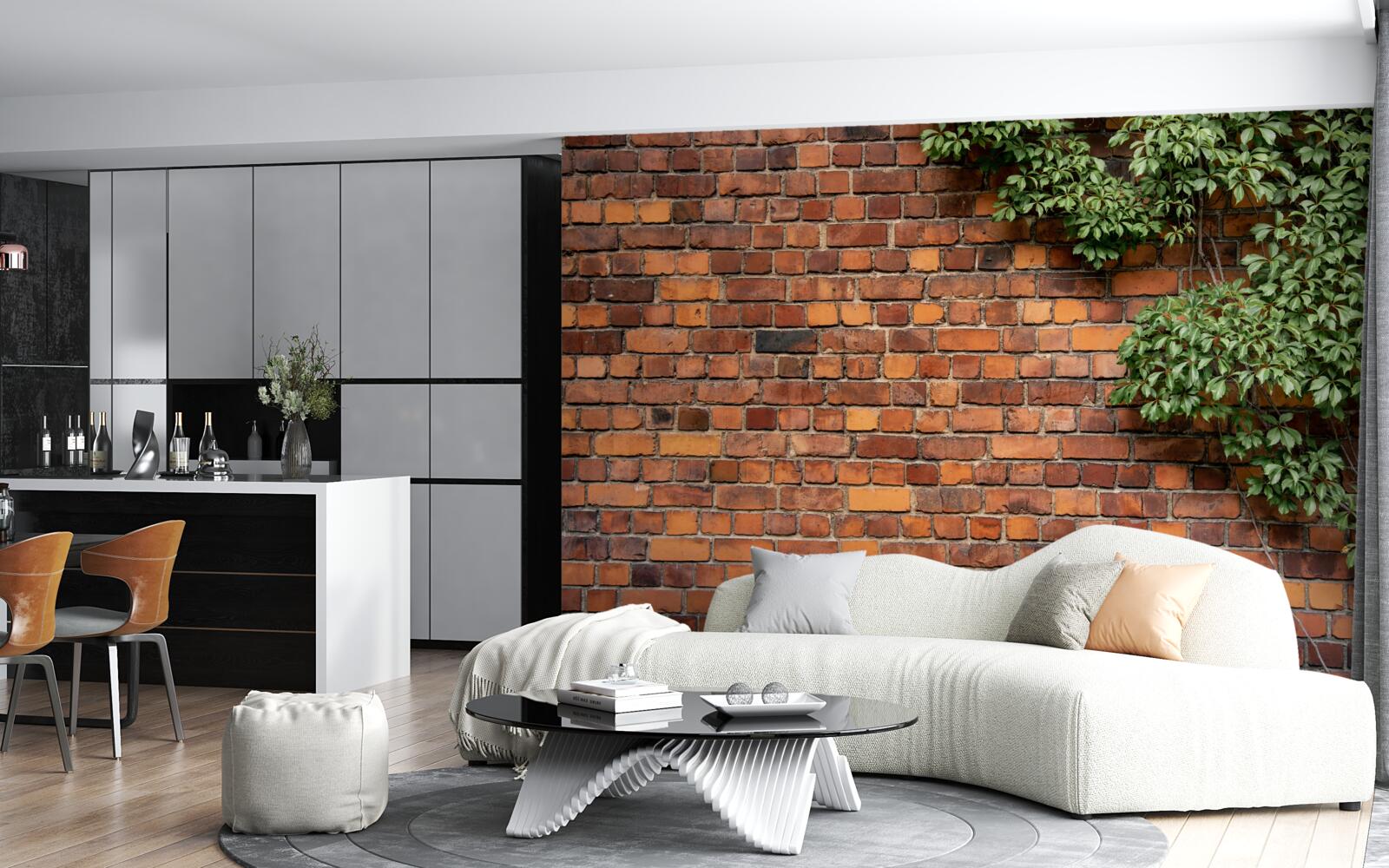 Fototapet Zidul este îngropat în iederă verde