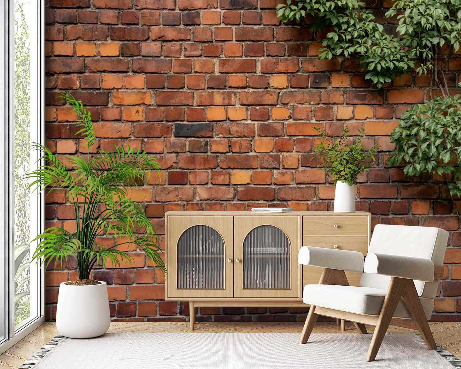 Fototapet Zidul este îngropat în iederă verde